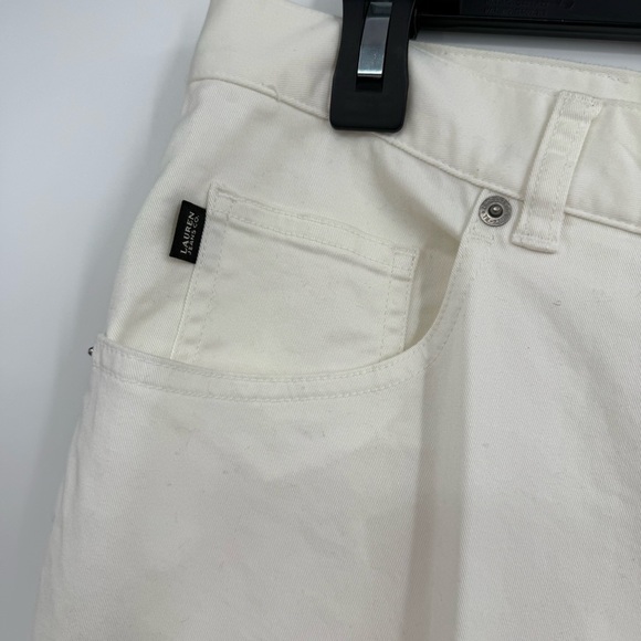 Lauren Jeans Co Ralph Lauren White Pants Womens Size 18W Tapered Leg W/ Zip Hems - Picture 5 of 9